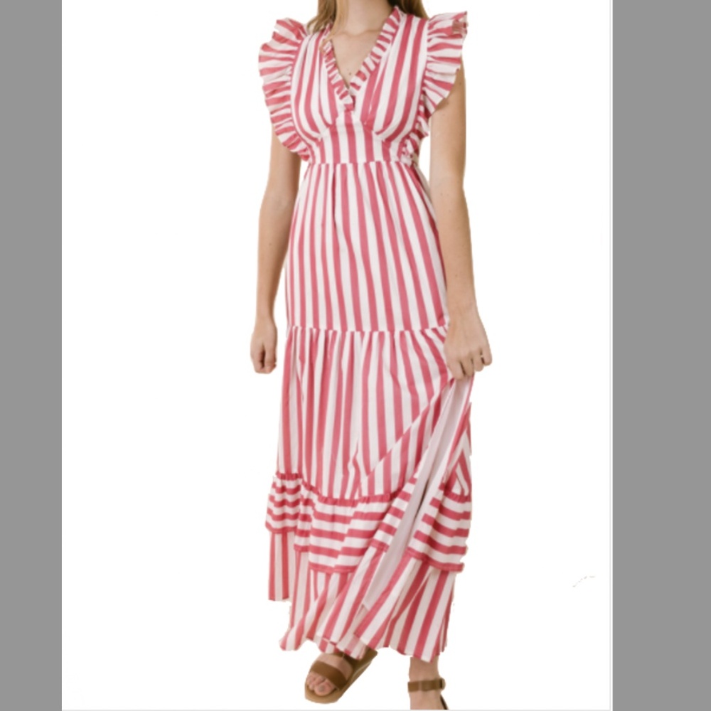 LaRoque Pink Striped Marlowe Dress, Large (8-10)